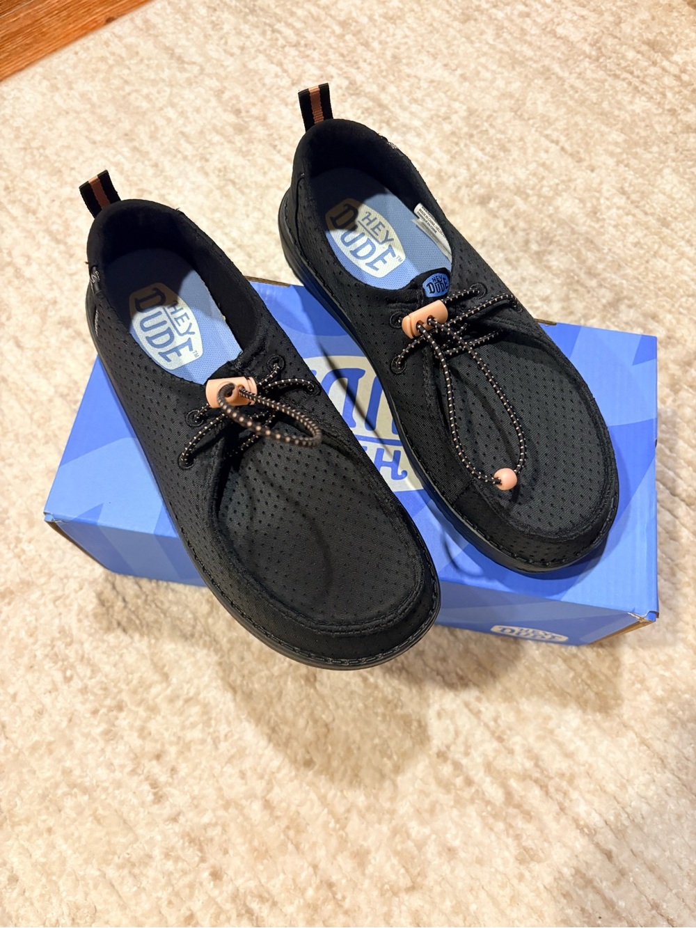 Women’s Hey Dude Black Slip-On Wendy Perforated Casual Loafers New in Box